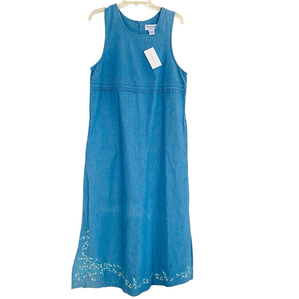 Westbound Denim Overall Dress Blue Western Maxi Small Vintage Butter Mom Mature